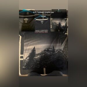 Hollister Black and Gray Scenic Men's Tee